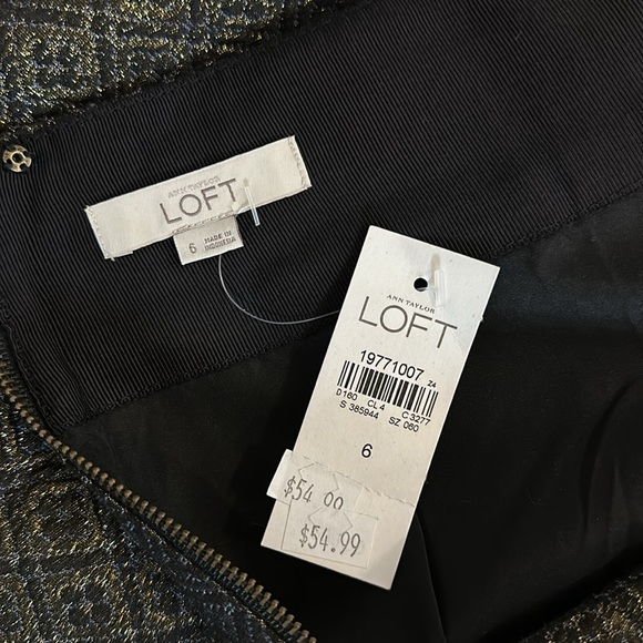 NWT LOFT Black Metallic Gold Jacquard A-Line Skirt Size 6 - Picture 6 of 6